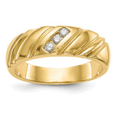 14K 3-Stone 1/8 carat Diamond Complete Men's Band - 10